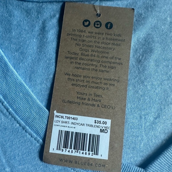 IndyCar women’s V-neck short sleeved T-shirt, light blue NWT Size M - Picture 6 of 6